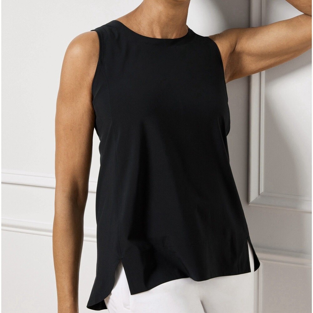 Talbots Tank Top Black Stretch Keyhole Back Pullover Slit Sides Size XL
